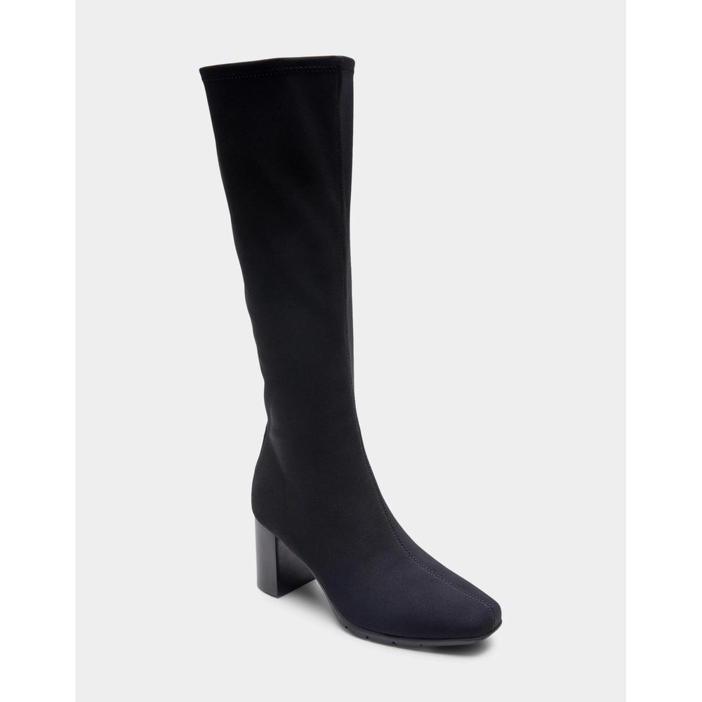 Aerosoles Micah Black Faux Suede Tall Shaft Chunky Block Heel Boots Womens 9